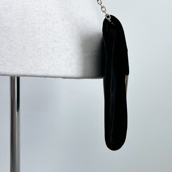 Neiman Marcus Vintage Embroidered Crane Black Velvet Chain Envelope Purse - Picture 8 of 10